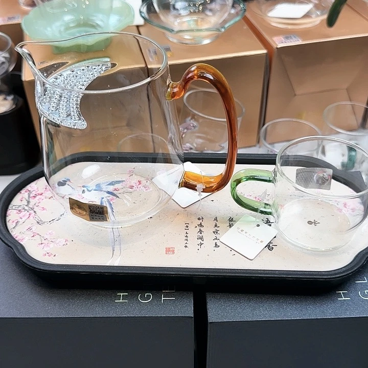 禾器琥珀色丰然煮茶器加湖绿色小杯