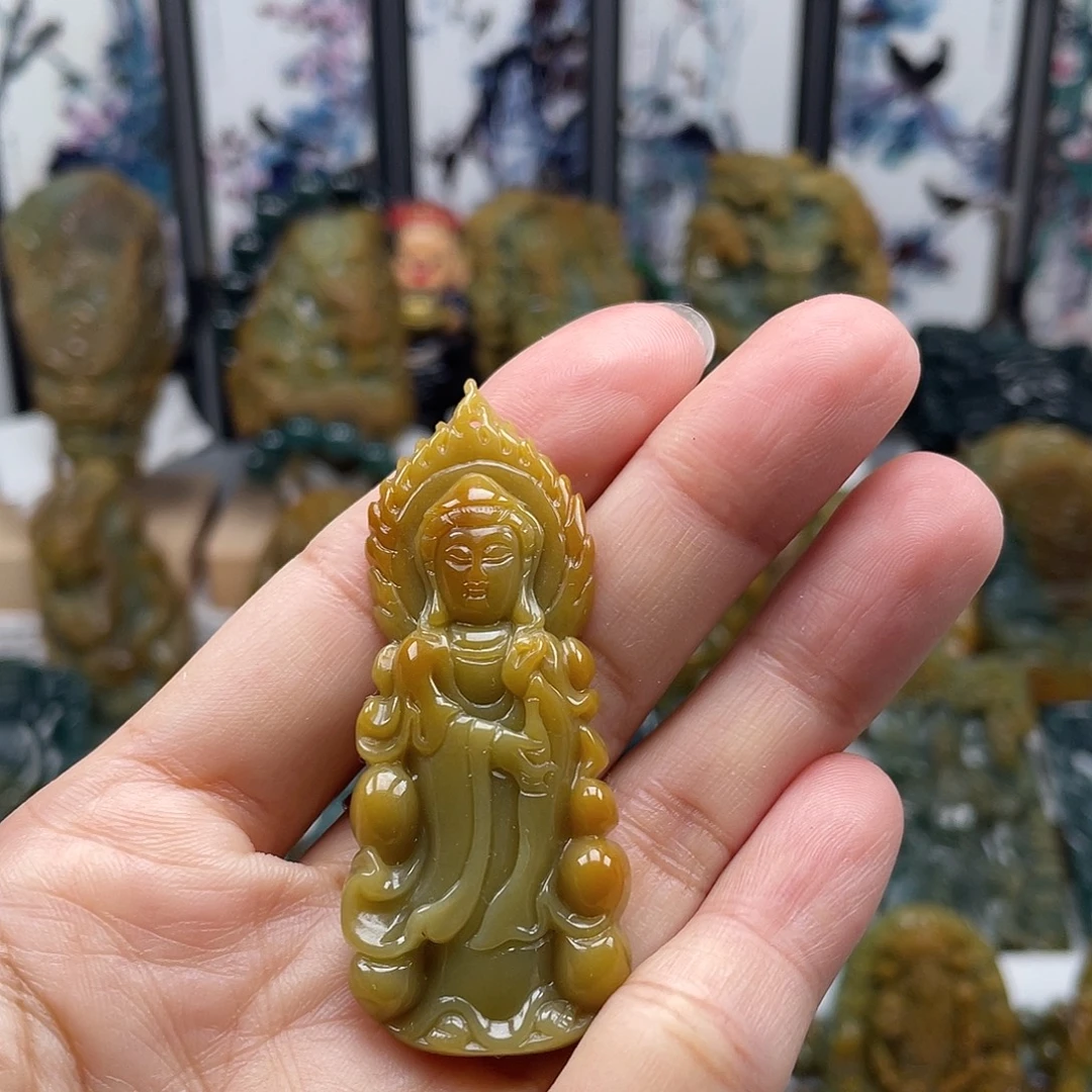 翡翠未镶嵌颈饰天然翡翠a货观音