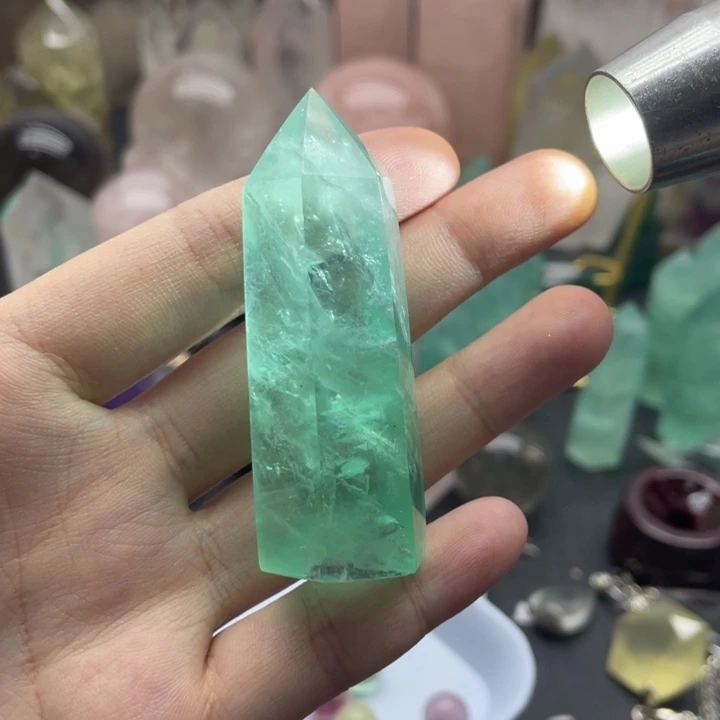 水晶珠宝半成品未镶嵌天然水晶绿莹石柱3