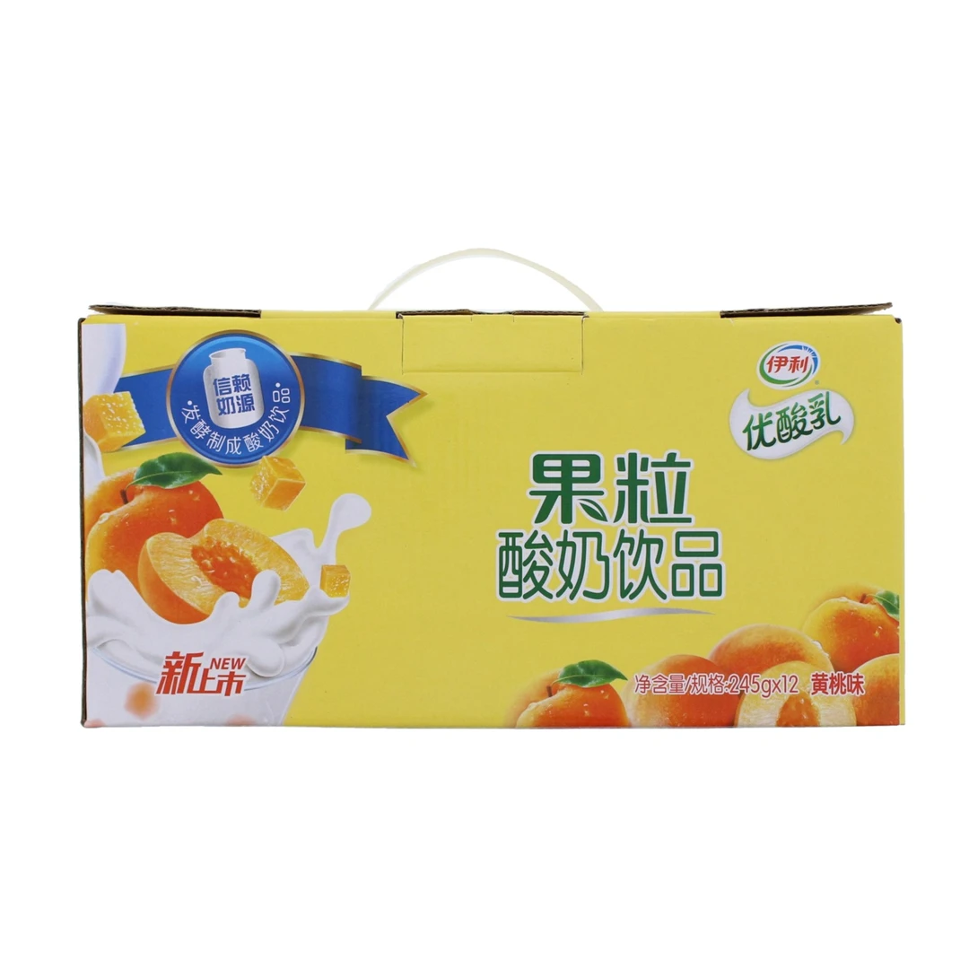 【12月日期】拍下送一提果粒草莓，伊利果粒酸奶饮品 黄桃味 2940g(245g*12瓶)