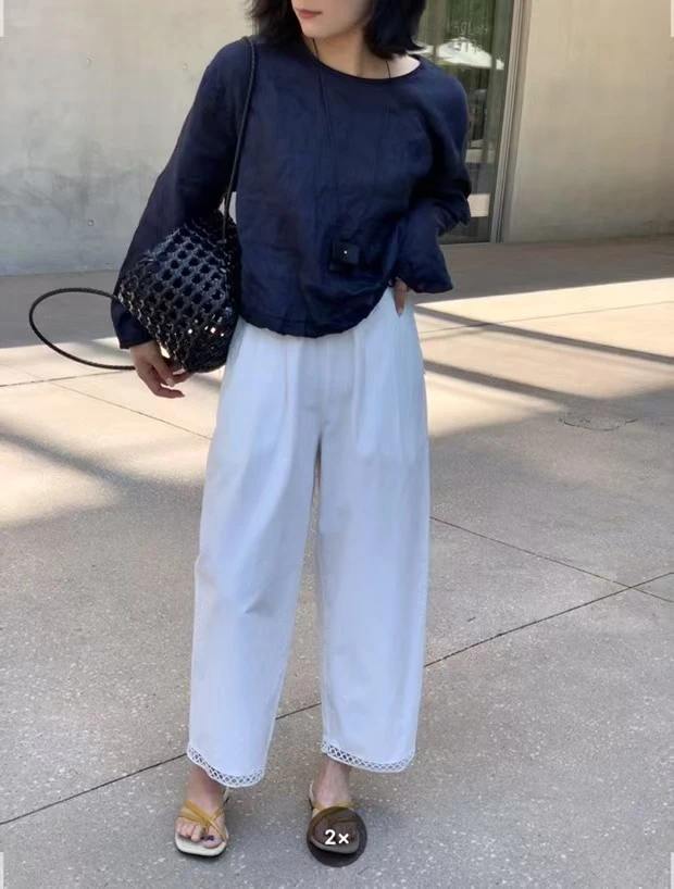 [秀客严选] 夏款裤脚缕空时尚灯笼裤