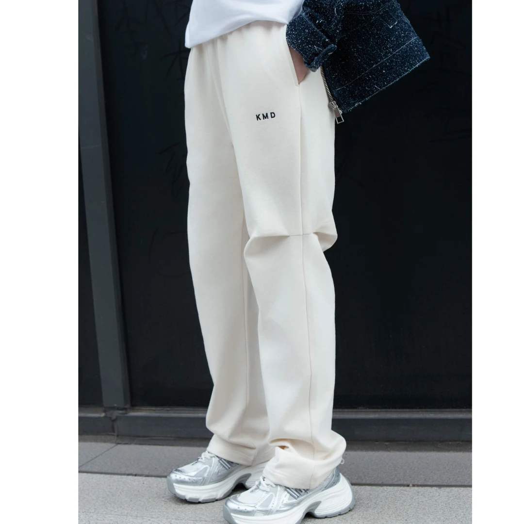 KMD重磅弯刀裤男垂感加厚休闲裤秋冬青少年宽松直筒裤美式运动裤