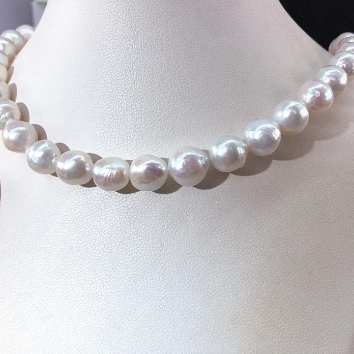 用***8银S925镶嵌淡水珍珠项链