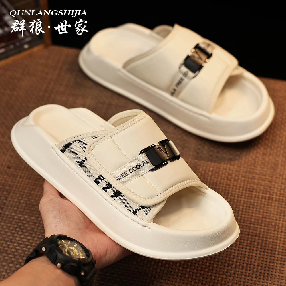 群狼·世家夏季拖鞋男款休闲潮流外穿一字拖网红轻奢大牌防滑凉鞋