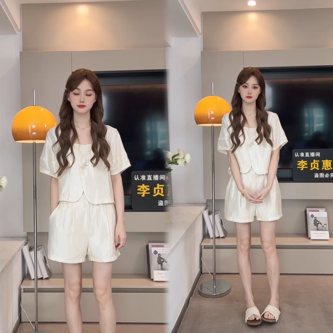 静奢极简风时尚套装#3385千金风减龄套装阔腿短裤宽松显瘦