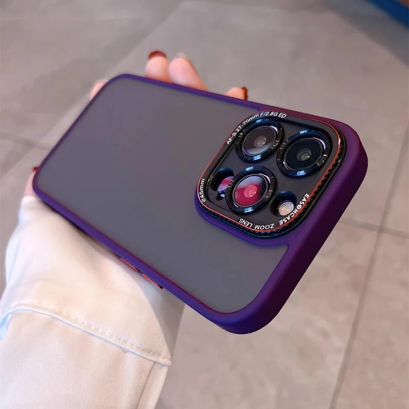 适用苹果16promax手机壳爆款iphone15磨砂肤感14金属镜头13简约12