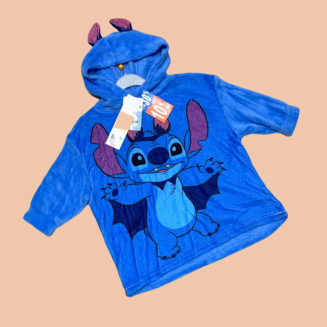 迪立体耳朵史迪仔浅蓝儿童家居袍