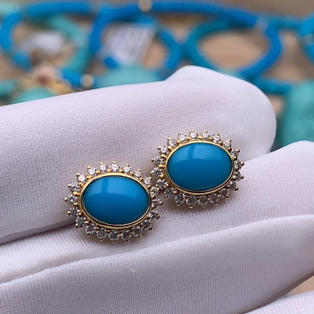 绿松石18K金镶嵌珠宝奇石