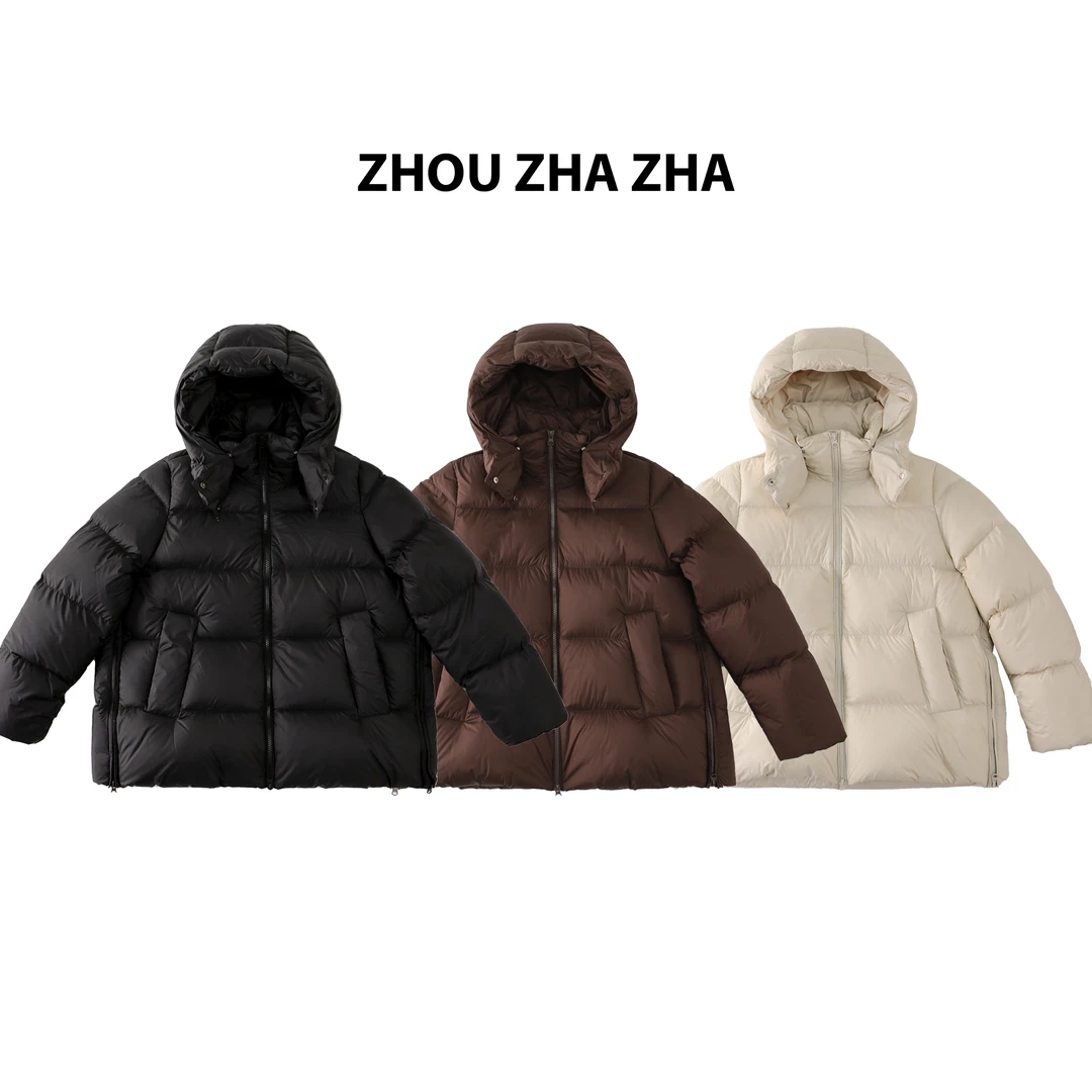 【周炸炸】“雪人羽绒服”云朵感防风连帽高密廓形90白鸭绒#537031-A