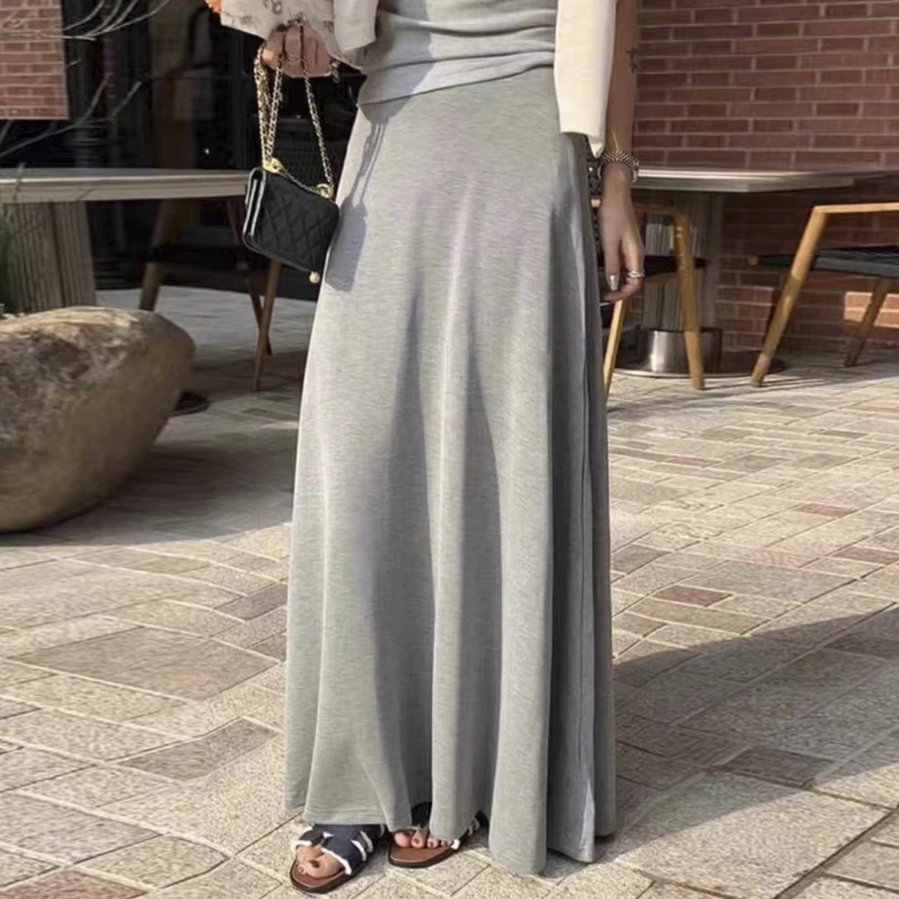 半身裙女夏季休闲简约宽松慵懒宽松百搭A字垂感长裙