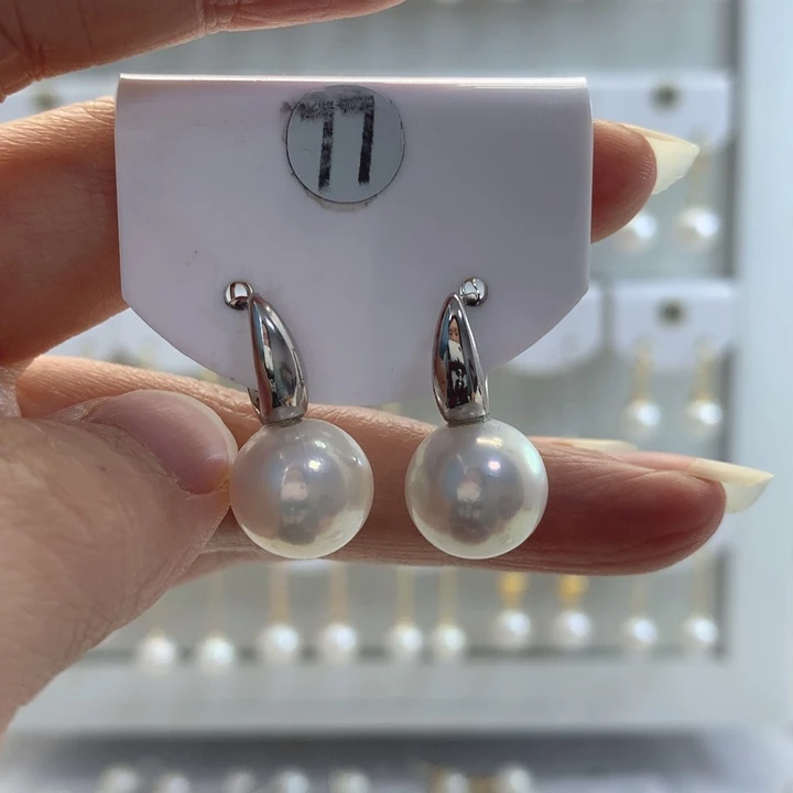 淡水珍珠耳饰银S925镶嵌