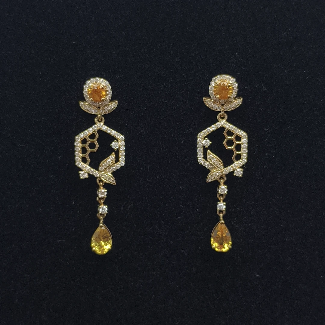 黄蓝宝耳坠18k金-1.50ct（00251602）0116