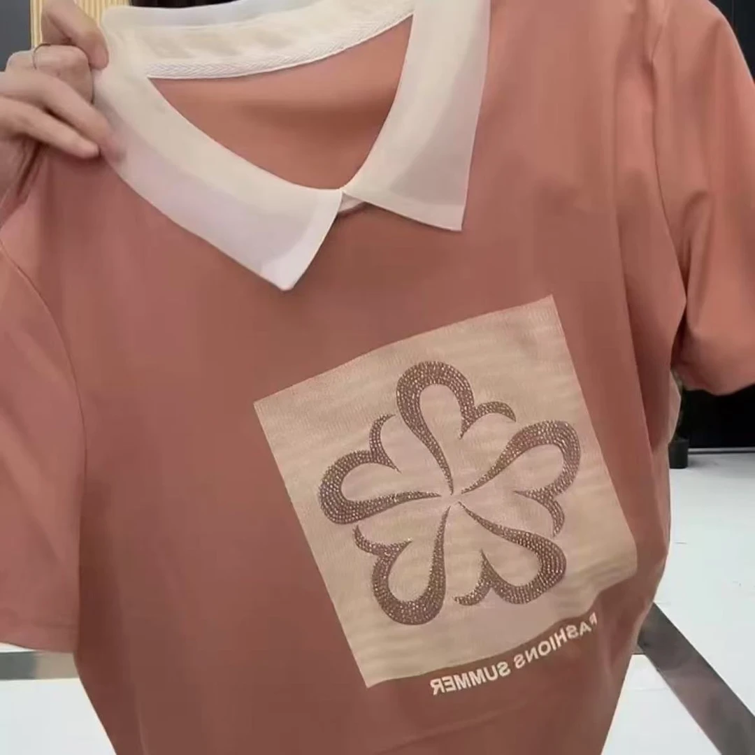 影9862时尚洋气舒适透气翻领减龄气质半袖衫