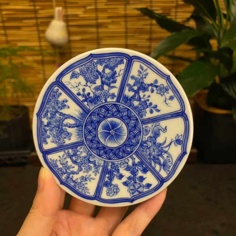 【四悦茶陶】十二花神盖置 景德镇茶器手工手绘