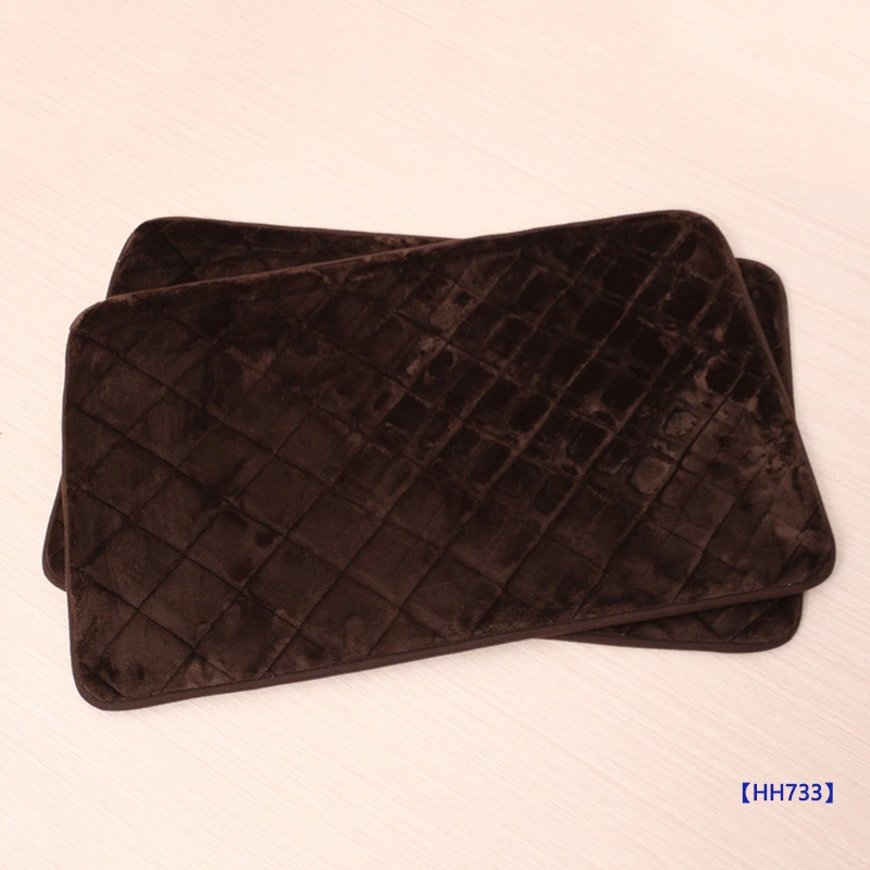 【2条装绗缝款中号】不卷边珊瑚绒地垫卫浴间门垫脚垫耐磨