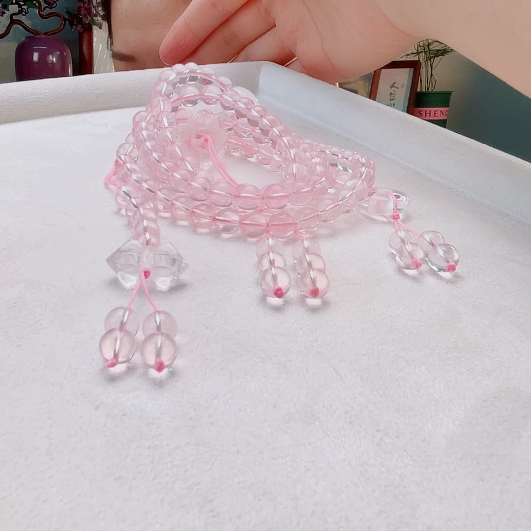 未镶嵌颈饰水晶水晶108子粉水晶