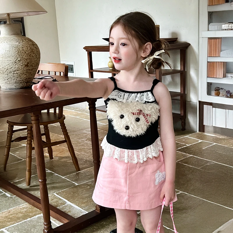 栀了成长记童装女童时髦背心外穿夏季新款半身裙修身百搭宝小吊带