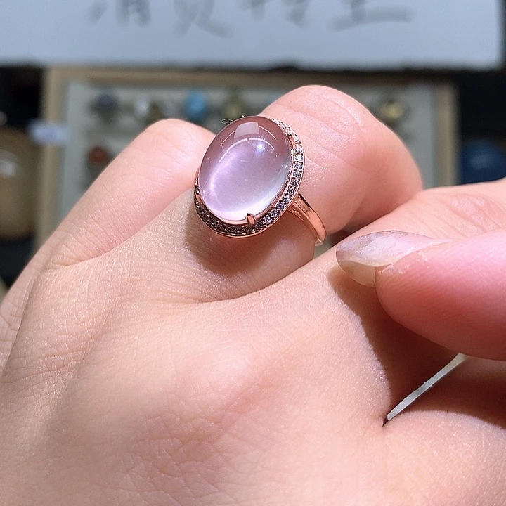 水晶戒指银S925镶嵌水晶