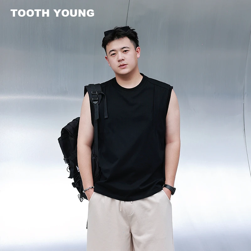 TOOTH YOUNG【轻氧背心】280g夏季纯色无袖男士宽松圆领上衣
