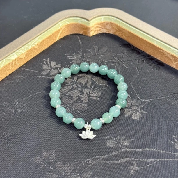 【与莲说】天然A货翡翠蓝水银莲花手串8mmFY745