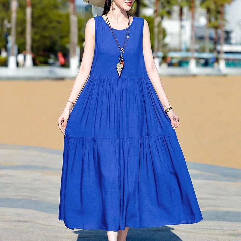 新款海南三亚棉绸沙滩裙高级感女夏季超仙露背长裙海边度假连衣裙