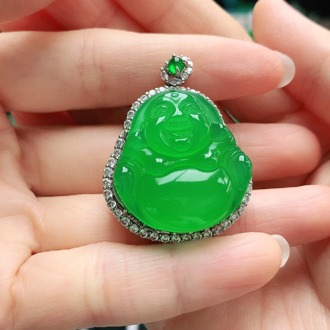 玛瑙/玉髓银S925镶嵌吊坠