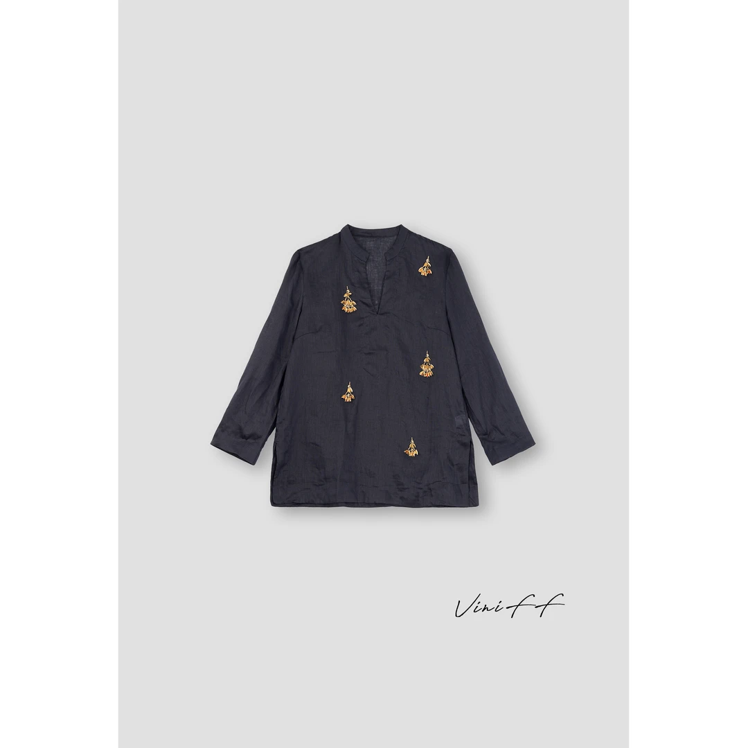 ViniFF薇妮｜【反季】45「金枝麒麟」钉珠亚麻衬衣WA5CC025