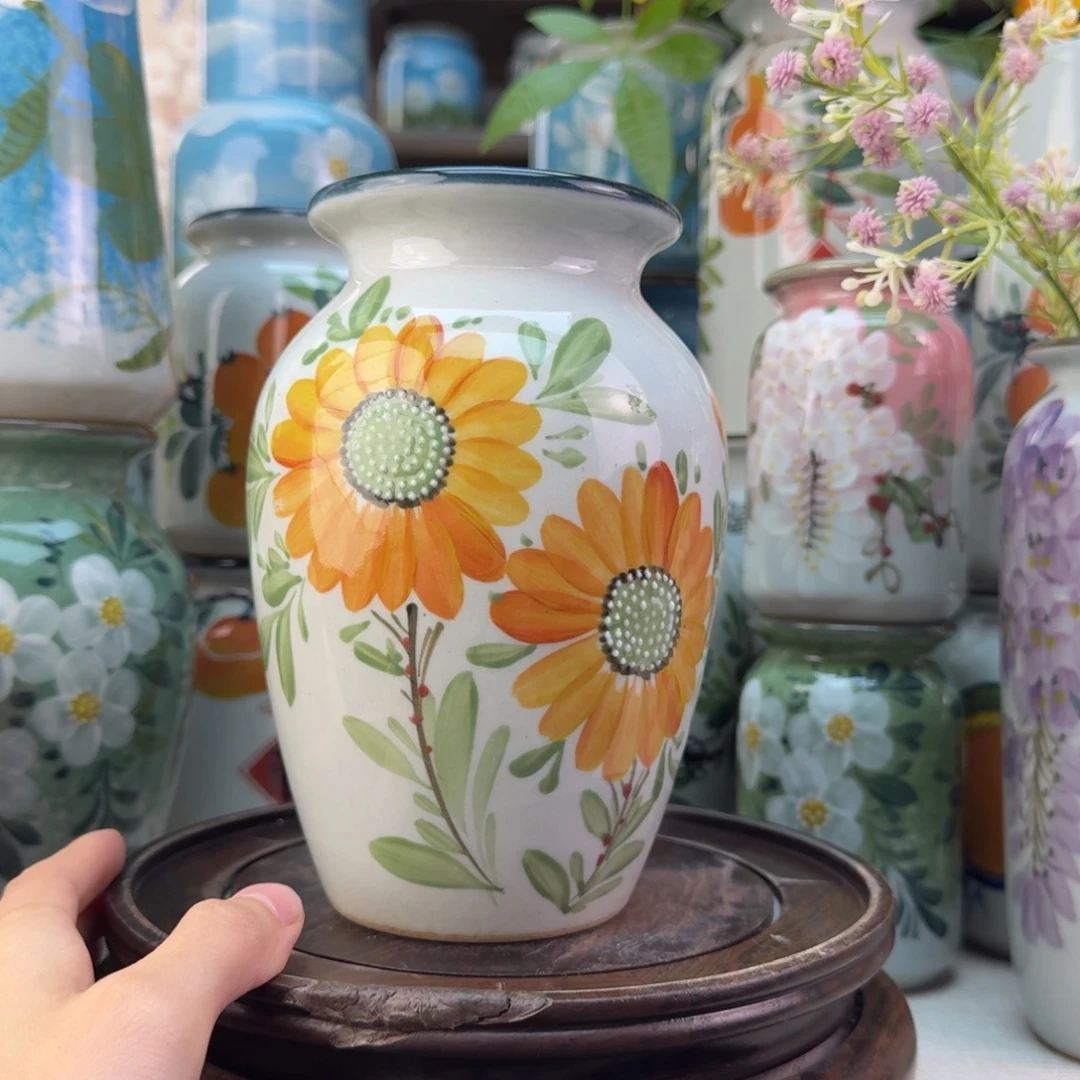 景德镇陶瓷手绘花瓶无孔