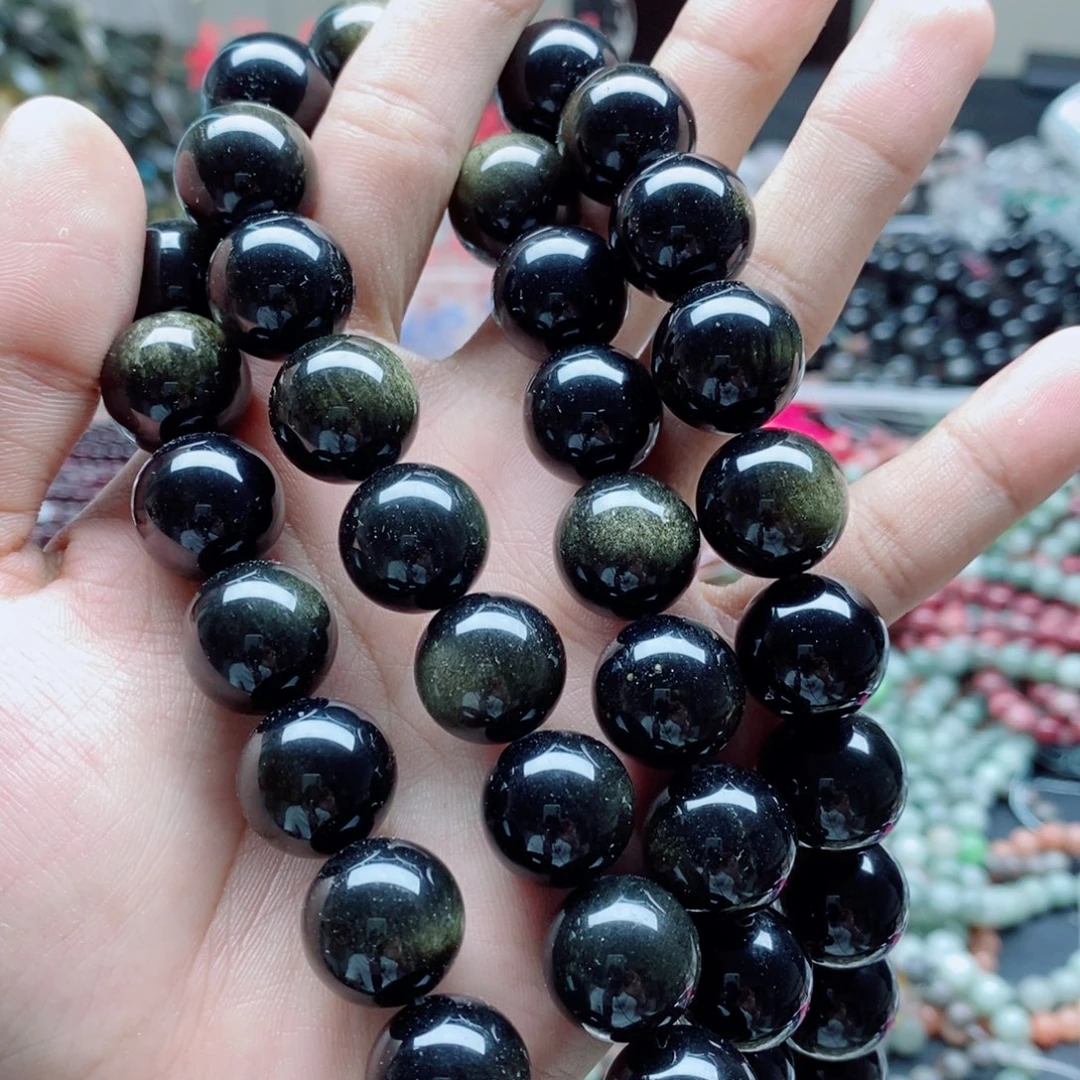 未镶嵌玛瑙/玉髓珠宝半成品一条天然16mm金曜圆珠