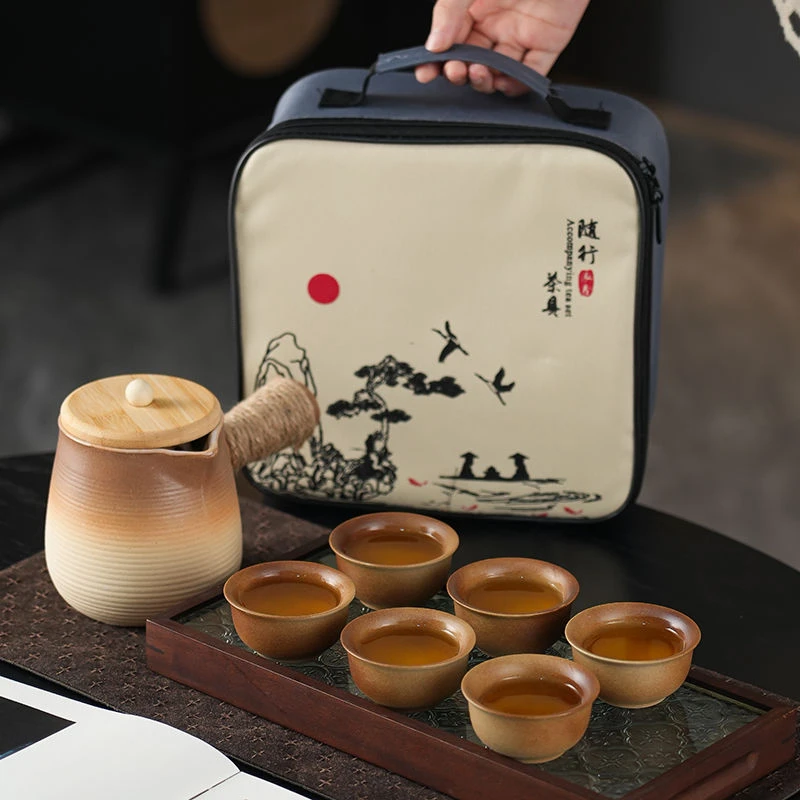 户外烤奶罐创意便捷包包围炉煮茶壶罐罐侧把壶家用粗陶耐高温炭火