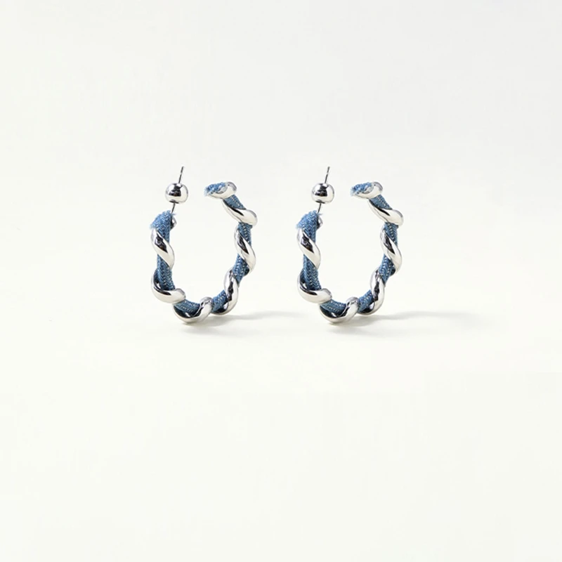 muyang/慕阳 铜合金布艺耳饰 蓝缕耳环轻奢高级感气质大气耳环女