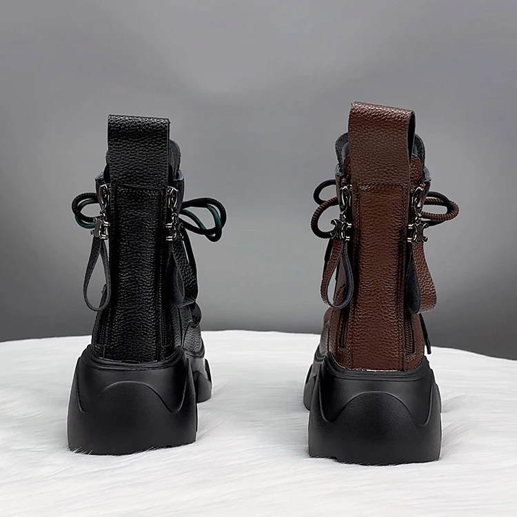 GPTSu真皮马丁靴女时尚百搭新款春秋季单靴英伦风小个子厚底短靴​