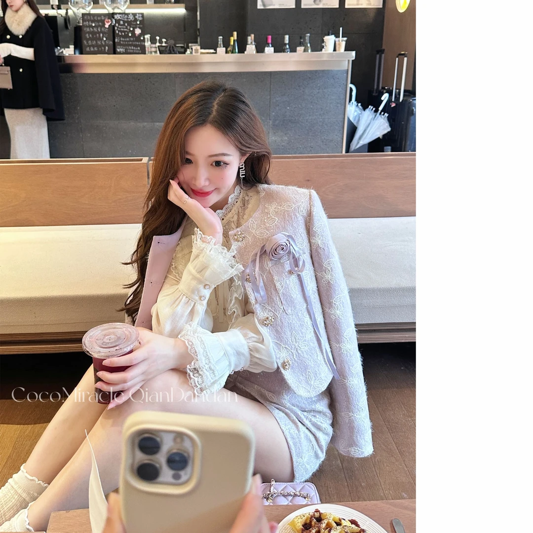 钱丹丹【星河小香】秋季新款高级款小香长短半裙套装QL6TZ9337