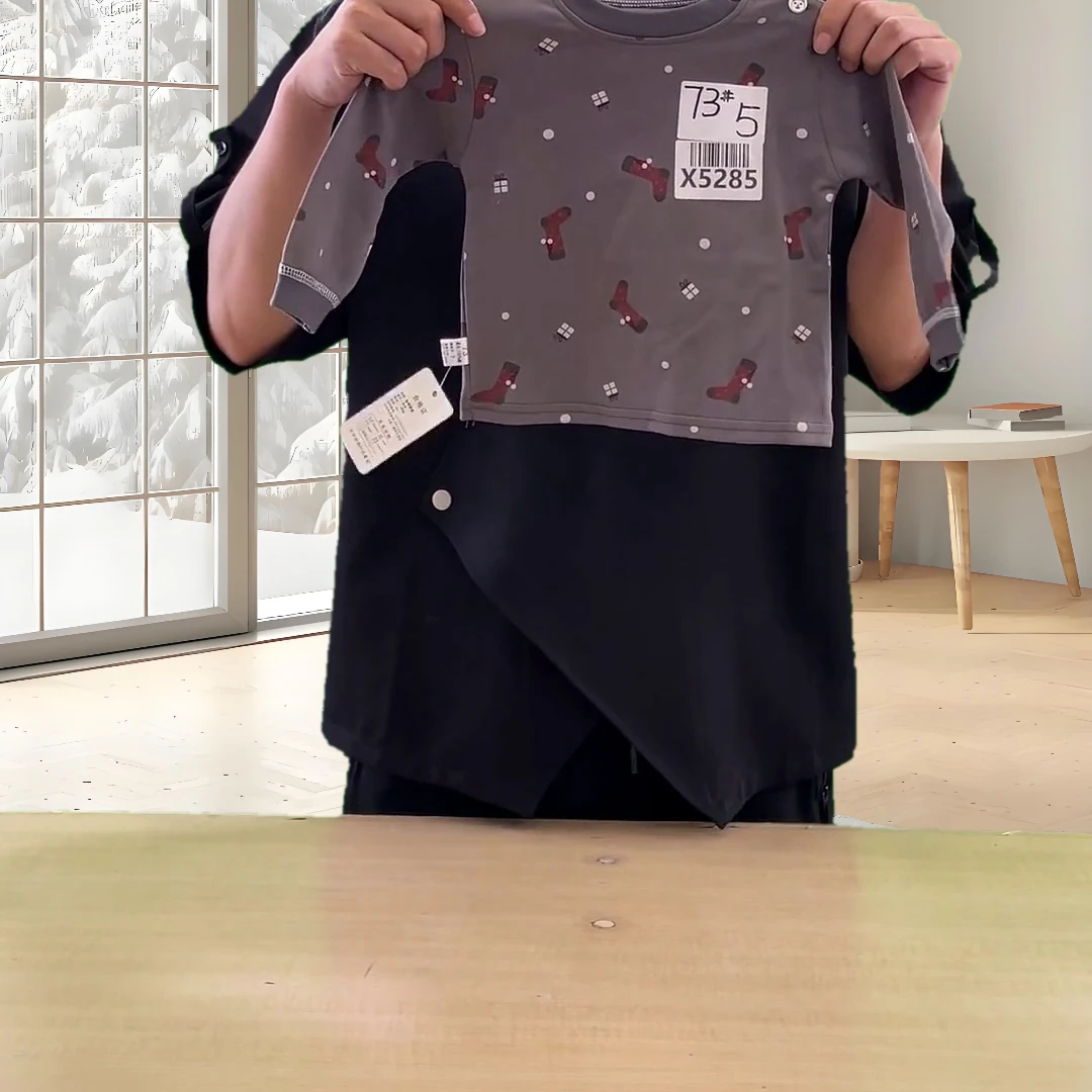 X5285A满印袜子上衣男女童清仓