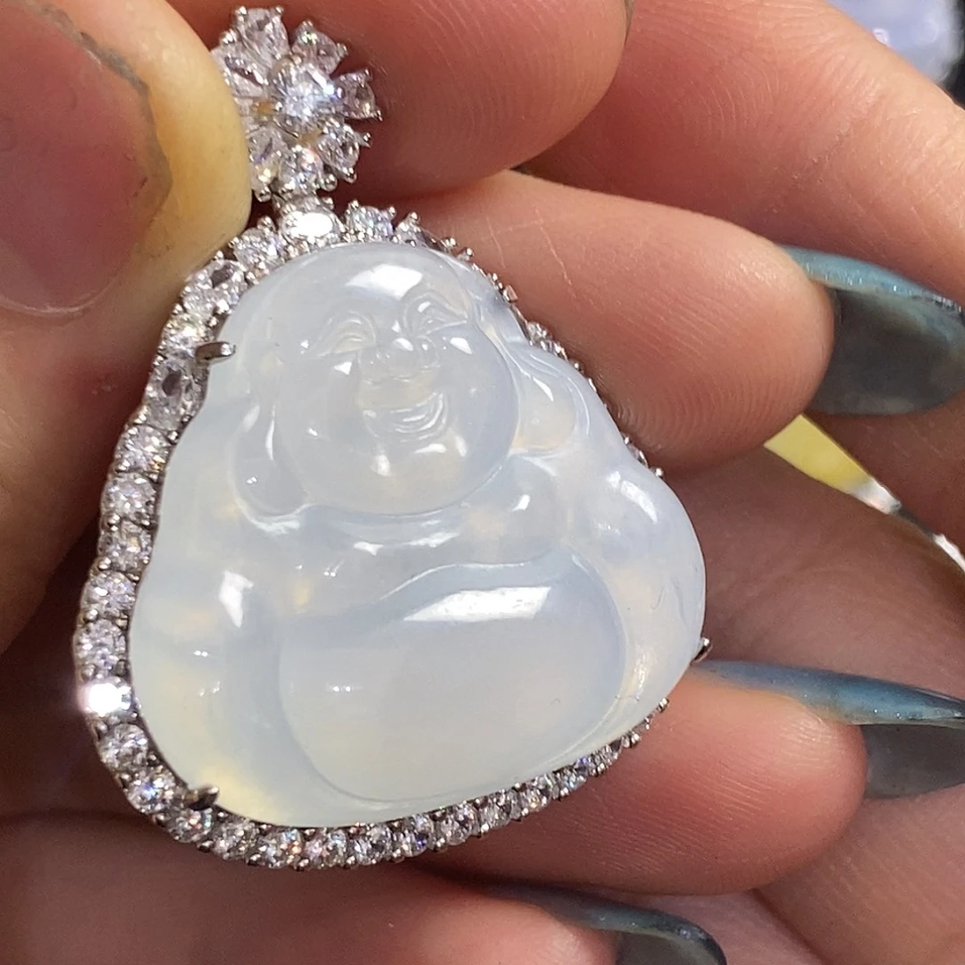 翡翠银S925镶嵌颈饰天然翡翠