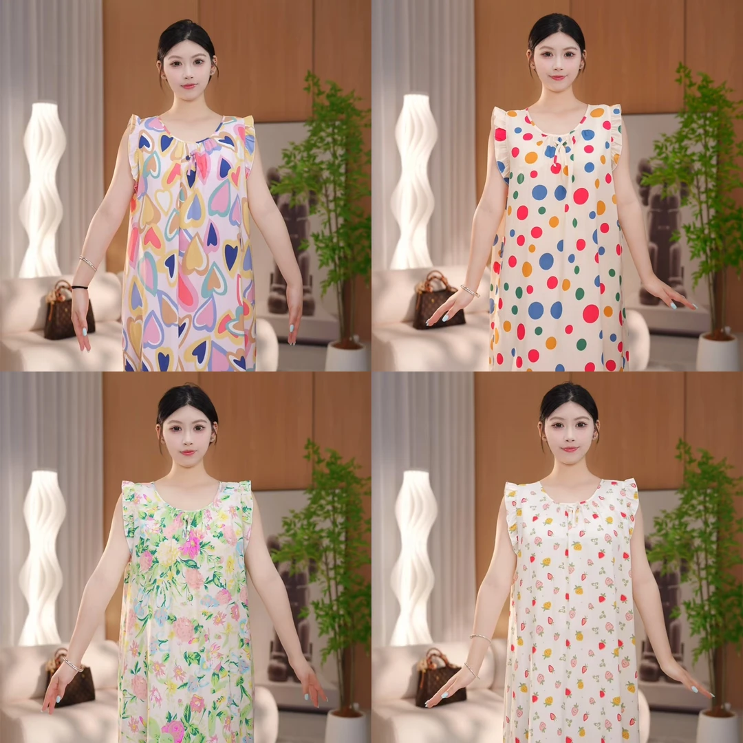 新品【100支正品~精梳绵绸睡裙】夏季背心透气家居睡裙可外穿~戴