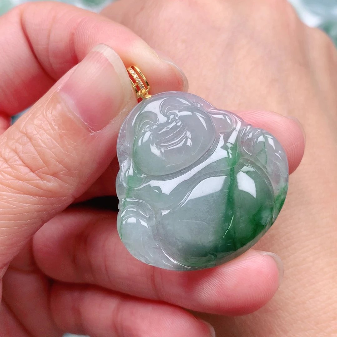 翡翠吊坠(不含链)18K金镶嵌