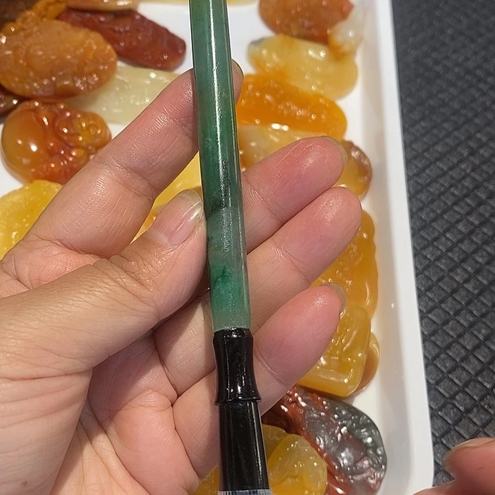 石英质玉（黄龙玉）银S925镶嵌颈饰