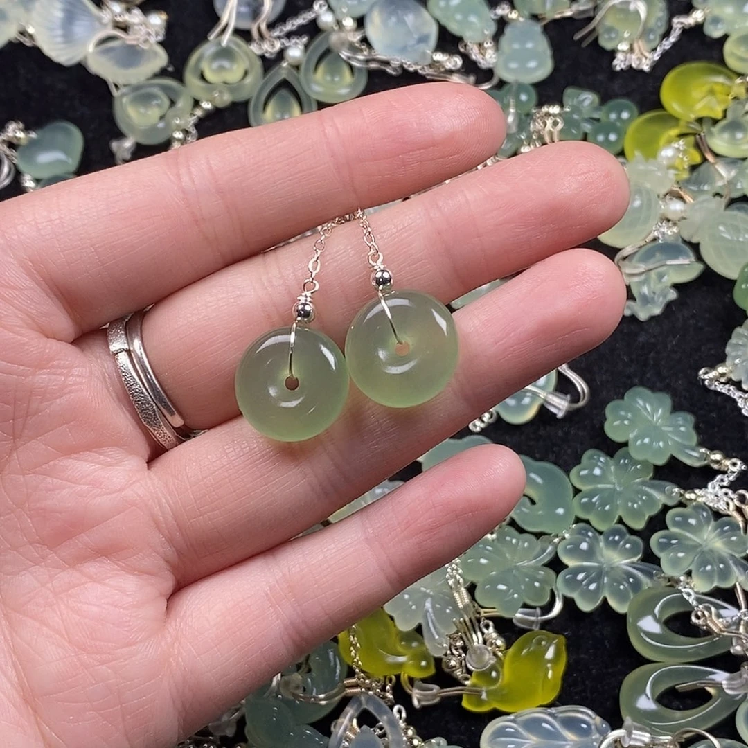 蛇纹石玉未镶嵌耳饰耳环挂件项链