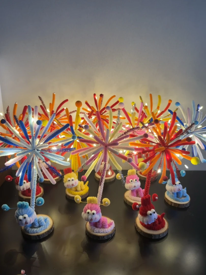 成品扭扭棒烟花小蛇摆件台灯手工DIY