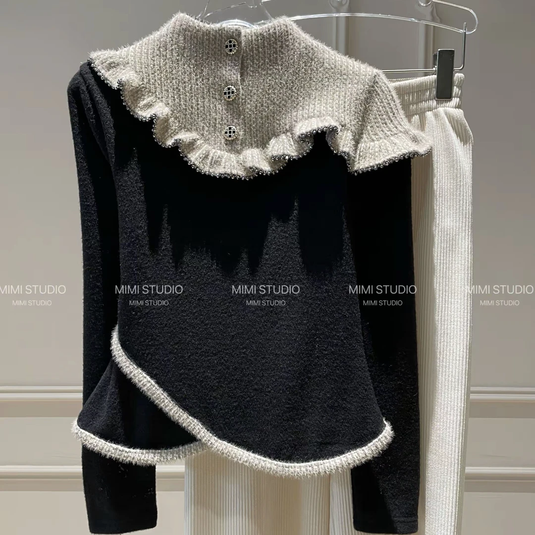 【澳绒】2025冬季新款 时尚贵气T恤打底衫设计感上衣