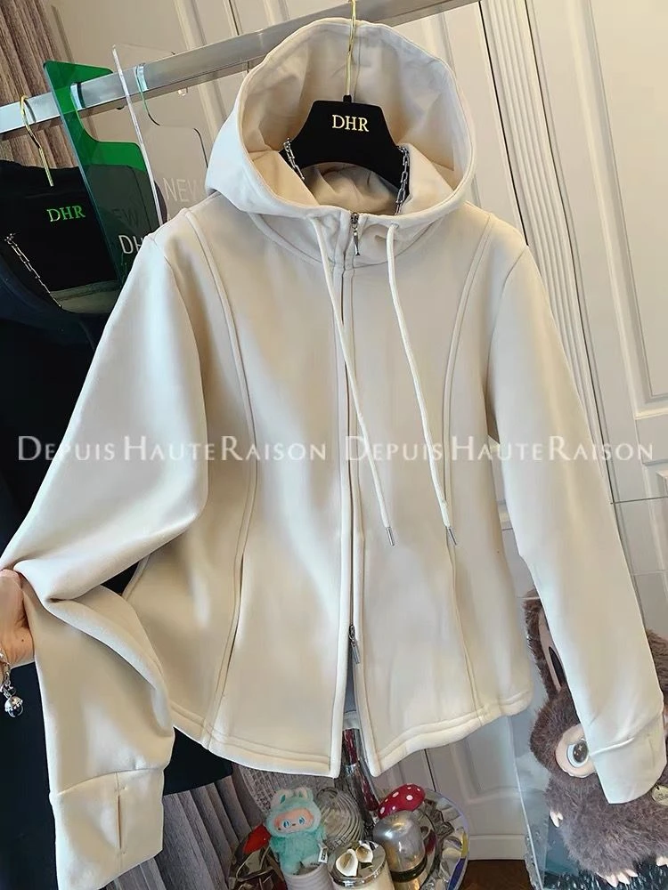特大码300斤双拉链连帽卫衣保暖上衣女新款休闲宽松网红运动外套2