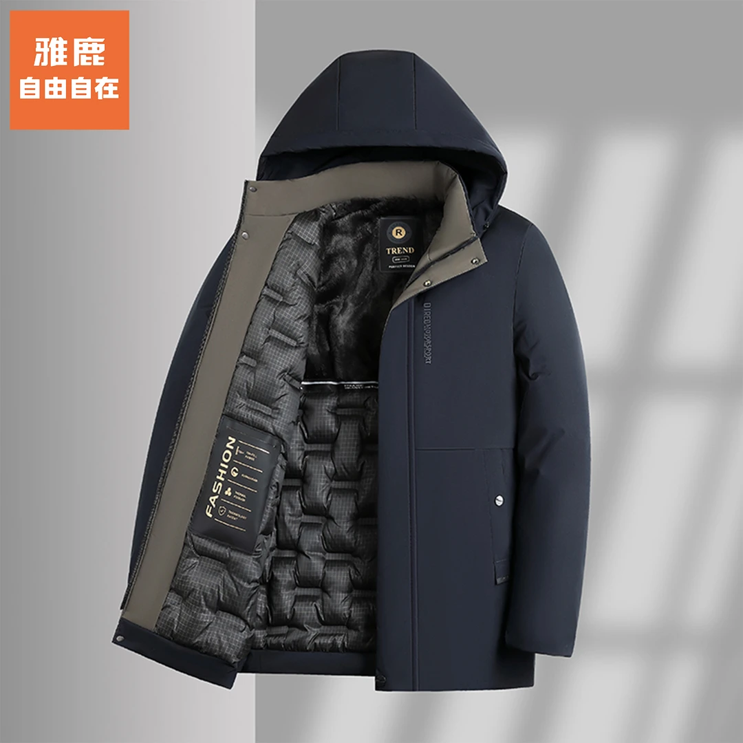 雅鹿•自由自在男士棉衣连帽加厚宽松保暖冬季商务休闲棉服外套男