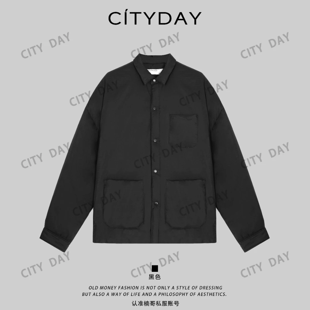 CityDay【楠哥】90白鸭绒-复古反领空气棉保暖羽绒服男 990121