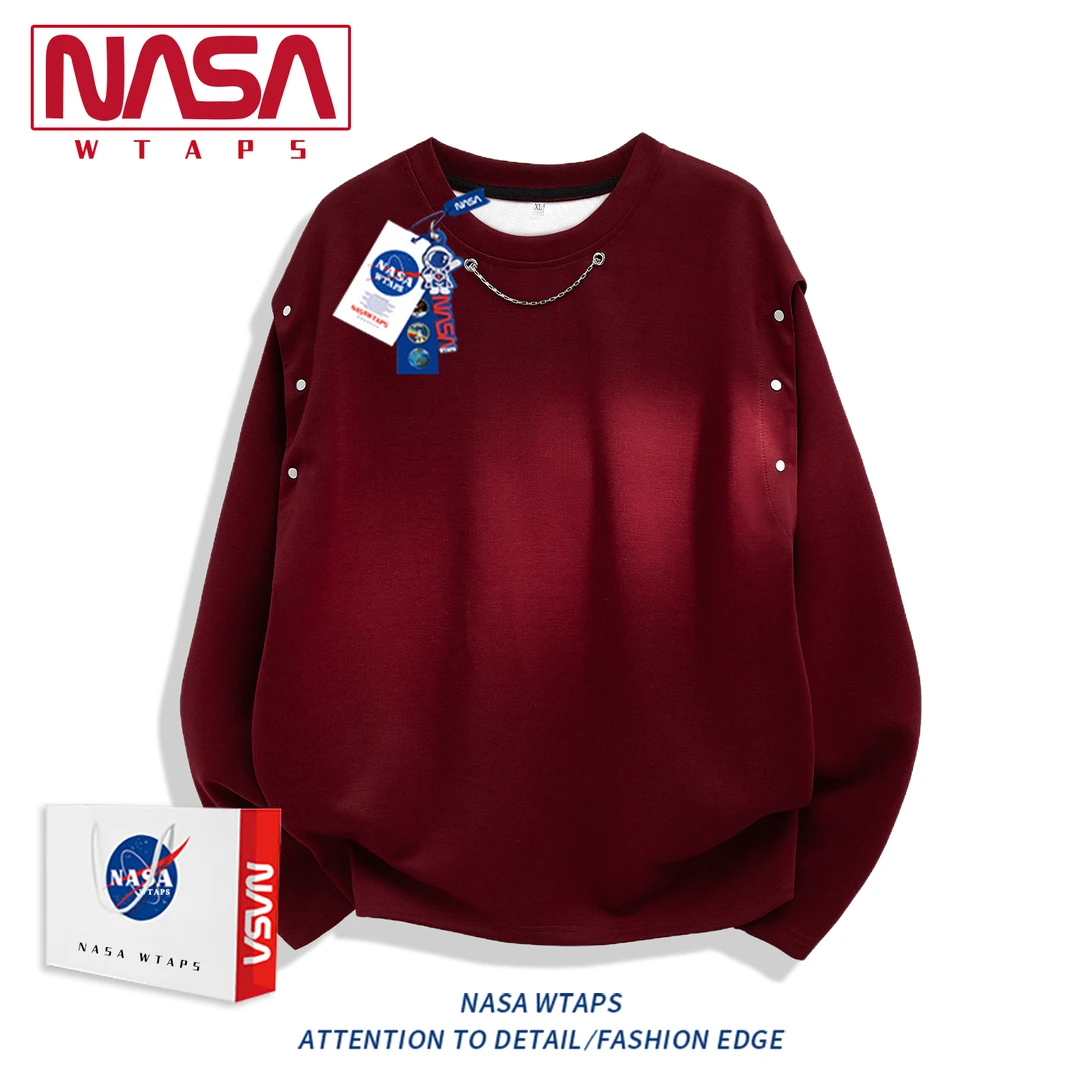 NASA WTAPS美式高街卫衣男秋季潮牌宽松高级感袖子可拆卸长袖套头