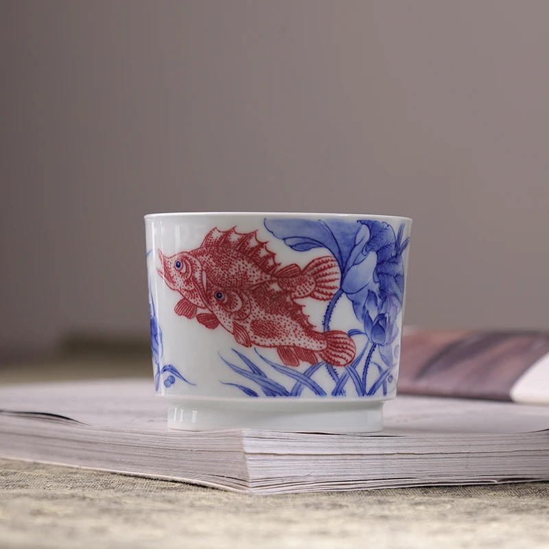 【央广非遗】沐茗古韵青花和为贵直口杯 mmgy33