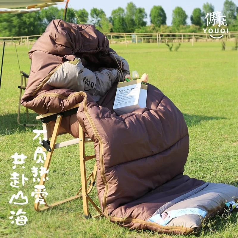 优骑睡袋成人加厚防寒户外车用露营办公室四季通用单双人被子两用