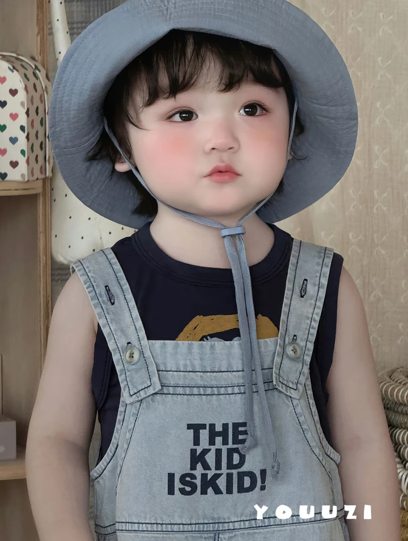 2025夏季新款丸纸右子奶fufu三个院新款韩版儿童休闲哈衣爬服套装