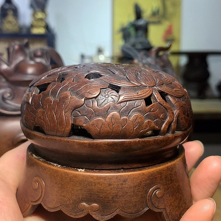 铜俺**发荷叶熏香炉 茶室空间