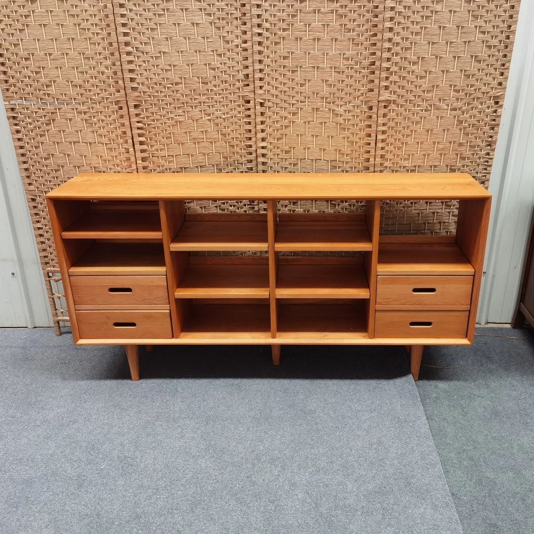 樱桃木多用柜多功能简约置物架杂志柜边柜落地矮柜子客厅家用书架